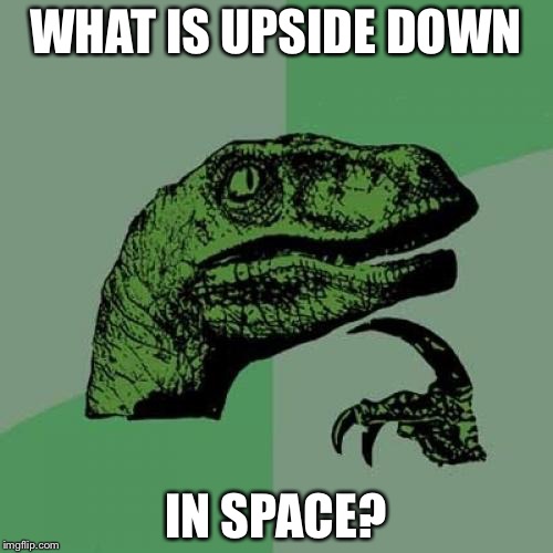 I ask this because of the dogfights in Star Wars. | WHAT IS UPSIDE DOWN; IN SPACE? | image tagged in memes,philosoraptor | made w/ Imgflip meme maker