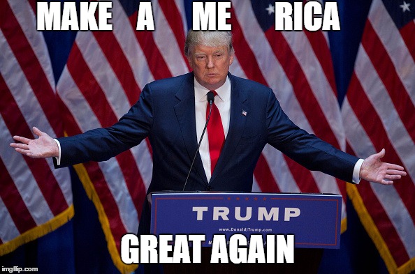 Donald Trump | MAKE    A      ME       RICA; GREAT AGAIN | image tagged in donald trump | made w/ Imgflip meme maker