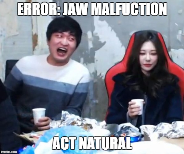 Overly Flirty Flash | ERROR: JAW MALFUCTION; ACT NATURAL | image tagged in overly flirty flash | made w/ Imgflip meme maker