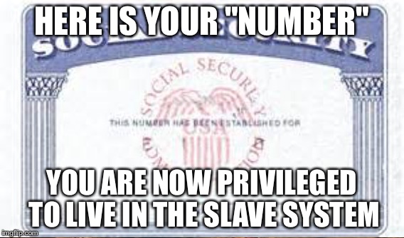 HERE IS YOUR "NUMBER" YOU ARE NOW PRIVILEGED TO LIVE IN THE SLAVE SYSTEM | made w/ Imgflip meme maker