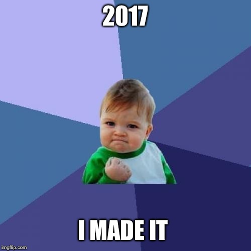Success Kid | 2017; I MADE IT | image tagged in memes,success kid | made w/ Imgflip meme maker