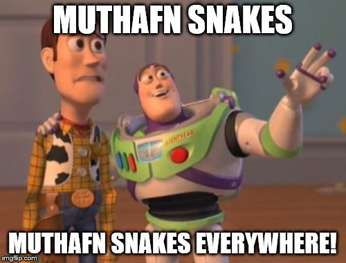 X, X Everywhere Meme | MUTHAFN SNAKES MUTHAFN SNAKES EVERYWHERE! | image tagged in memes,x x everywhere | made w/ Imgflip meme maker