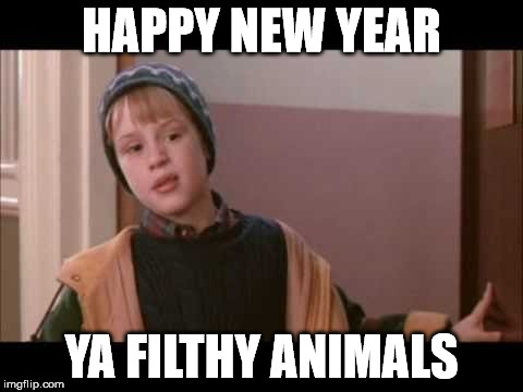 You're all filthy animals... All of you :) | HAPPY NEW YEAR; YA FILTHY ANIMALS | image tagged in home alone | made w/ Imgflip meme maker