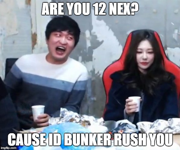 Overly Flirty Flash | ARE YOU 12 NEX? CAUSE ID BUNKER RUSH YOU | image tagged in overly flirty flash | made w/ Imgflip meme maker