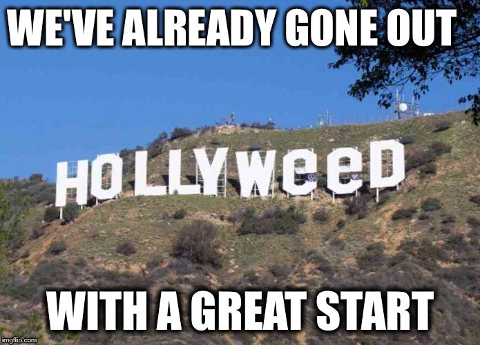 Hollyweed (2017) | WE'VE ALREADY GONE OUT; WITH A GREAT START | image tagged in new years 2017,2017,funny memes,funny,movies,smoking | made w/ Imgflip meme maker
