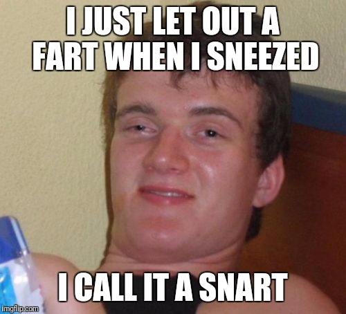 10 Guy Meme | I JUST LET OUT A FART WHEN I SNEEZED; I CALL IT A SNART | image tagged in memes,10 guy | made w/ Imgflip meme maker