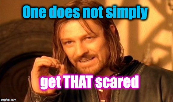 One Does Not Simply Meme | One does not simply get THAT scared | image tagged in memes,one does not simply | made w/ Imgflip meme maker