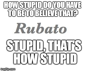 HOW STUPID DO YOU HAVE TO BE TO BELIEVE THAT? STUPID, THAT'S HOW STUPID | image tagged in rube | made w/ Imgflip meme maker