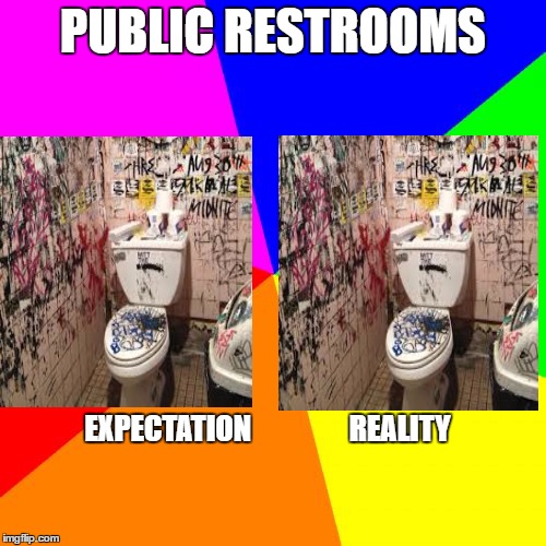 Blank Colored Background | PUBLIC RESTROOMS; EXPECTATION                 REALITY | image tagged in memes,blank colored background | made w/ Imgflip meme maker