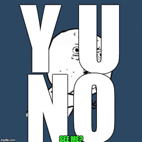 Y U No Meme | Y U NO SEE ME? | image tagged in memes,y u no | made w/ Imgflip meme maker