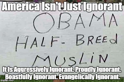 America Isn't Just Ignorant, It's Aggressively Ignorant. Proudly Ignorant. Boastfully Ignorant. Evangelically Ignorant. | America Isn't Just Ignorant It Is Aggressively Ignorant. Proudly Ignorant. Boastfully Ignorant. Evangelically Ignorant. | image tagged in american ignorance,my stupidity is just as good as your knowledge,my ignorance is just as good as your knowledge | made w/ Imgflip meme maker