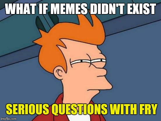 Futurama Fry | WHAT IF MEMES DIDN'T EXIST; SERIOUS QUESTIONS WITH FRY | image tagged in memes,futurama fry | made w/ Imgflip meme maker