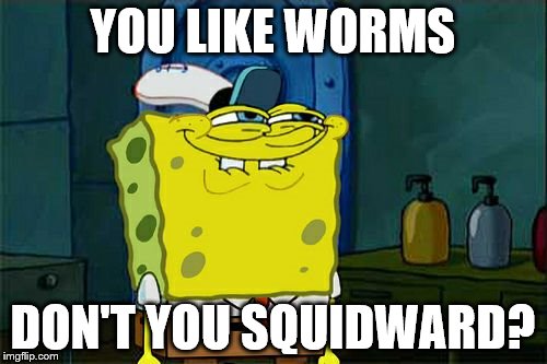 Don't You Squidward Meme | YOU LIKE WORMS DON'T YOU SQUIDWARD? | image tagged in memes,dont you squidward | made w/ Imgflip meme maker