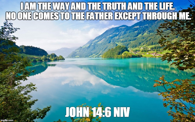 John 14:6 | I AM THE WAY AND THE TRUTH AND THE LIFE. NO ONE COMES TO THE FATHER EXCEPT THROUGH ME. JOHN 14:6 NIV | image tagged in john 146 | made w/ Imgflip meme maker
