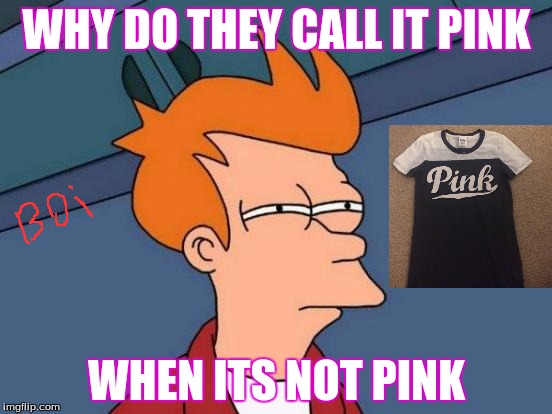 Futurama Fry Meme | WHY DO THEY CALL IT PINK; WHEN ITS NOT PINK | image tagged in memes,futurama fry | made w/ Imgflip meme maker