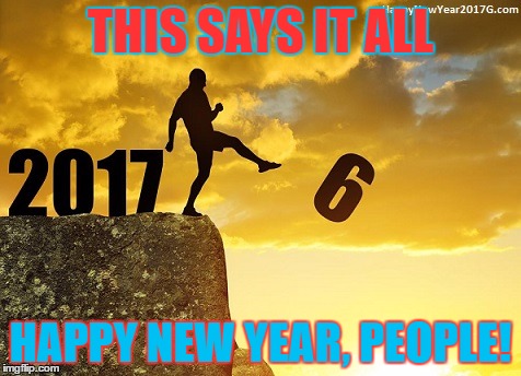 happy new year | THIS SAYS IT ALL; HAPPY NEW YEAR, PEOPLE! | image tagged in 2017 | made w/ Imgflip meme maker