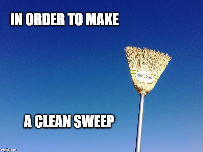 IN ORDER TO MAKE A CLEAN SWEEP | image tagged in clean sweep | made w/ Imgflip meme maker