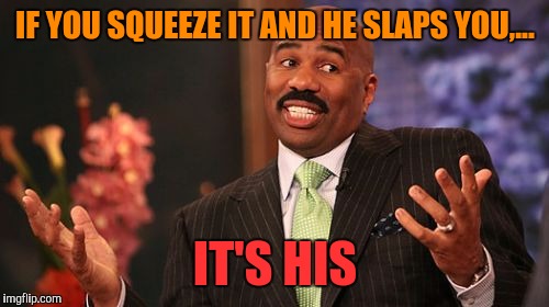 Steve Harvey Meme | IF YOU SQUEEZE IT AND HE SLAPS YOU,... IT'S HIS | image tagged in memes,steve harvey | made w/ Imgflip meme maker