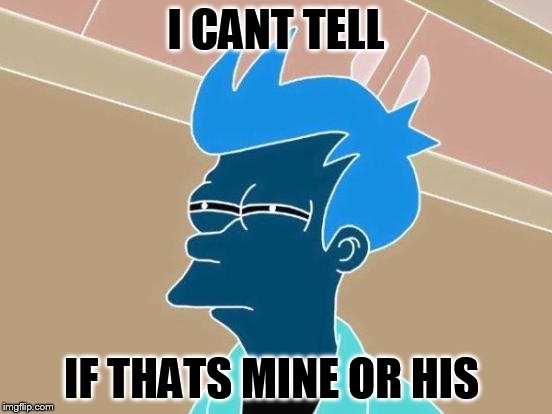 I CANT TELL IF THATS MINE OR HIS | image tagged in futurama fry inverted | made w/ Imgflip meme maker