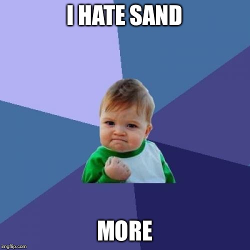 Success Kid Meme | I HATE SAND MORE | image tagged in memes,success kid | made w/ Imgflip meme maker