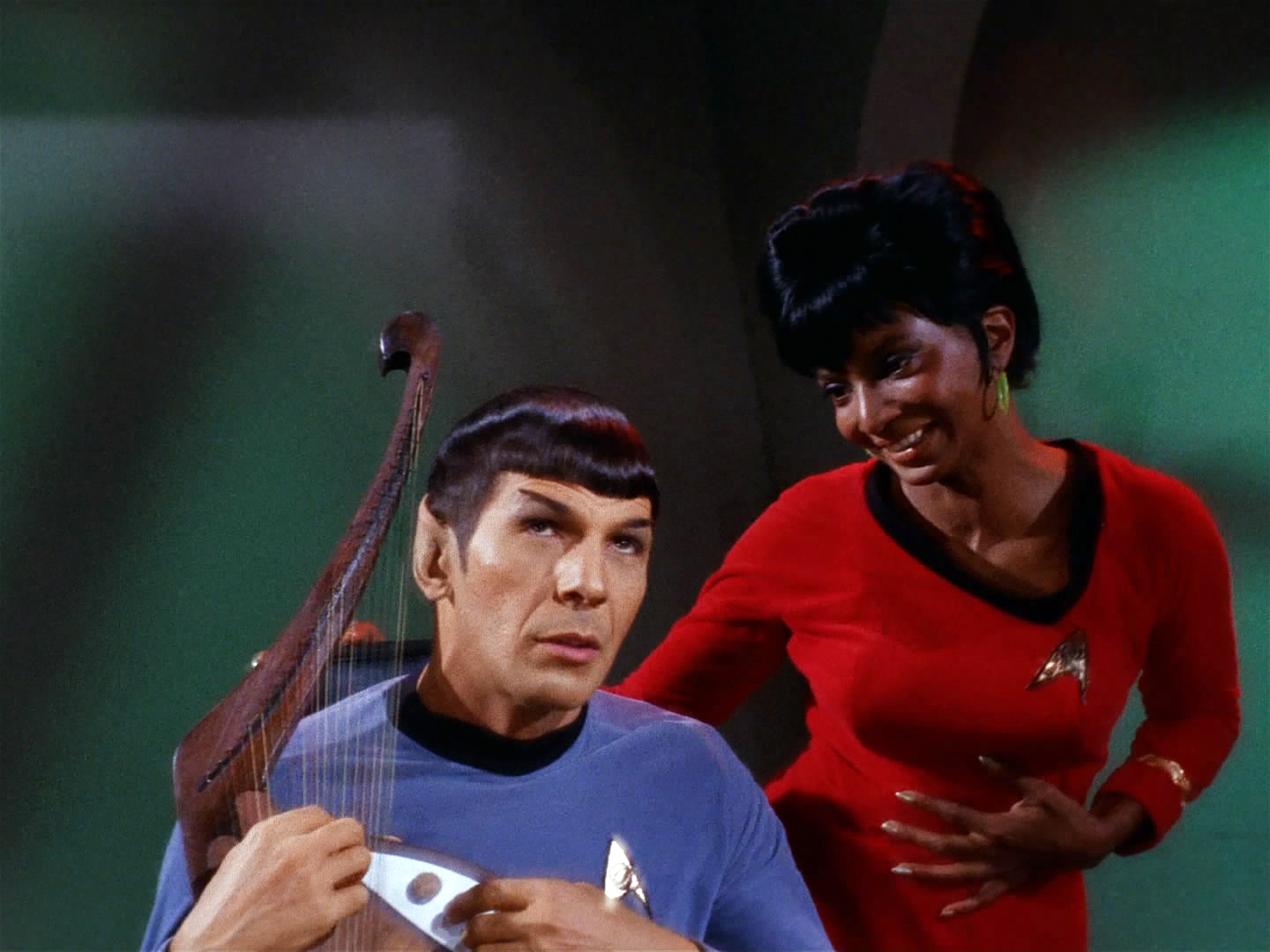 Star Trek Spock Lyre Uhura Out of Tune  Blank Meme Template