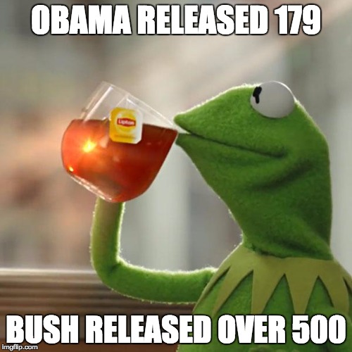 But That's None Of My Business Meme | OBAMA RELEASED 179; BUSH RELEASED OVER 500 | image tagged in memes,but thats none of my business,kermit the frog | made w/ Imgflip meme maker