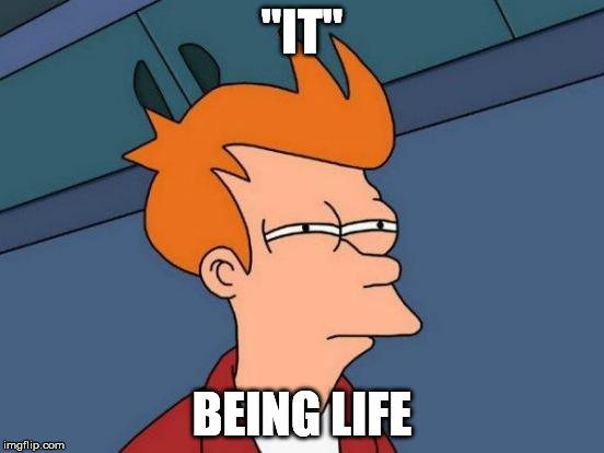 Futurama Fry Meme | "IT" BEING LIFE | image tagged in memes,futurama fry | made w/ Imgflip meme maker
