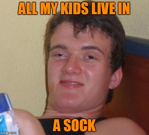 10 Guy Meme | ALL MY KIDS LIVE IN A SOCK | image tagged in memes,10 guy | made w/ Imgflip meme maker