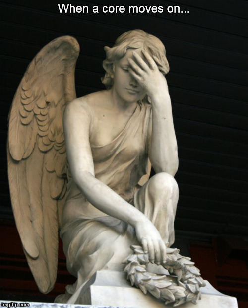 Weeping Angel | When a core moves on... | image tagged in weeping angel | made w/ Imgflip meme maker