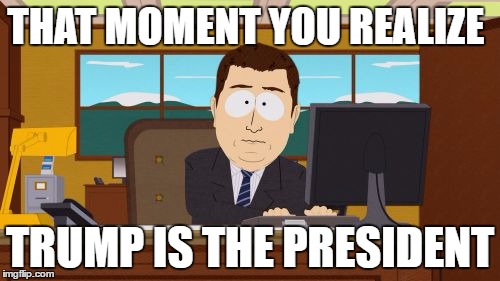 Aaaaand Its Gone Meme | THAT MOMENT YOU REALIZE; TRUMP IS THE PRESIDENT | image tagged in memes,aaaaand its gone | made w/ Imgflip meme maker