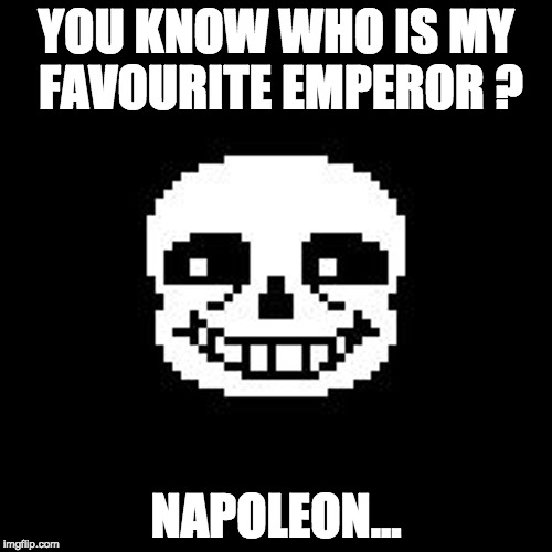 Bad joke sans | YOU KNOW WHO IS MY FAVOURITE EMPEROR ? NAPOLEON... | image tagged in bad joke sans | made w/ Imgflip meme maker