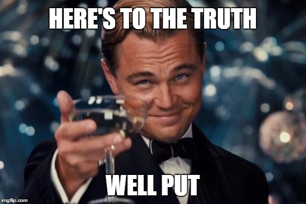 Leonardo Dicaprio Cheers Meme | HERE'S TO THE TRUTH WELL PUT | image tagged in memes,leonardo dicaprio cheers | made w/ Imgflip meme maker