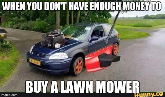 WHEN YOU DON'T HAVE ENOUGH MONEY TO; BUY A LAWN MOWER | image tagged in funny memes | made w/ Imgflip meme maker