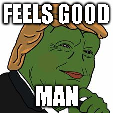 Pepe Trump | FEELS GOOD; MAN | image tagged in pepe trump | made w/ Imgflip meme maker