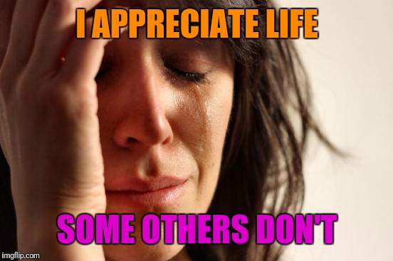 First World Problems Meme | I APPRECIATE LIFE SOME OTHERS DON'T | image tagged in memes,first world problems | made w/ Imgflip meme maker