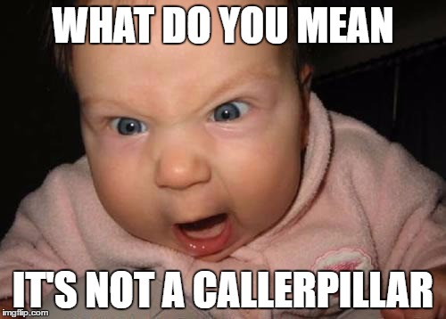 Evil Baby | WHAT DO YOU MEAN; IT'S NOT A CALLERPILLAR | image tagged in memes,evil baby | made w/ Imgflip meme maker