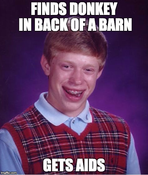 The AIDS donkey | image tagged in meme,funny memes,aids,donkey,bad luck brian | made w/ Imgflip meme maker