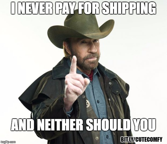 Thanks for the tip, Chuck. | I NEVER PAY FOR SHIPPING; AND NEITHER SHOULD YOU; BIT.LY/CUTECOMFY | image tagged in memes,chuck norris finger,chuck norris,funny,leggings,free shipping | made w/ Imgflip meme maker