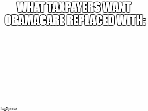 Blank White Template | WHAT TAXPAYERS WANT OBAMACARE REPLACED WITH: | image tagged in blank white template | made w/ Imgflip meme maker