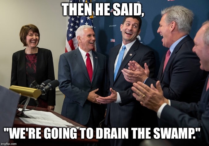 THEN HE SAID, "WE'RE GOING TO DRAIN THE SWAMP." | image tagged in drain the swamp | made w/ Imgflip meme maker