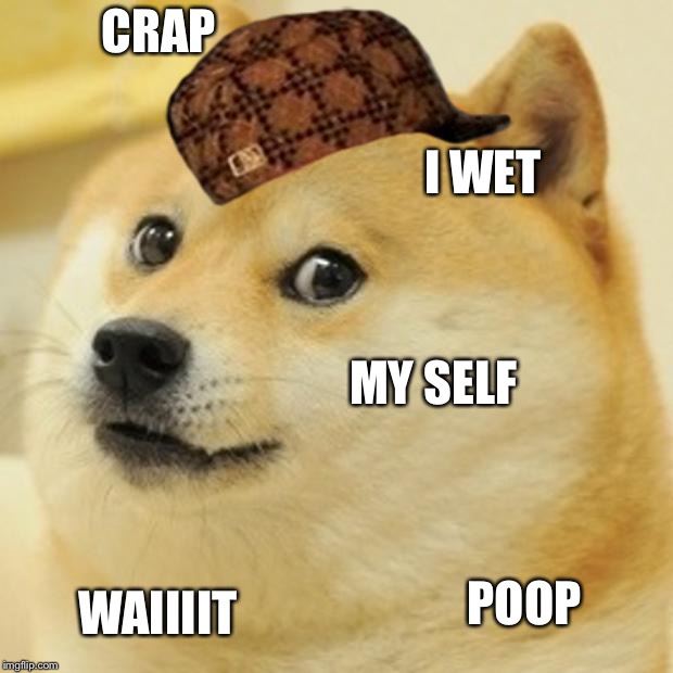 Doge Meme | CRAP; I WET; MY SELF; POOP; WAIIIIT | image tagged in memes,doge,scumbag | made w/ Imgflip meme maker