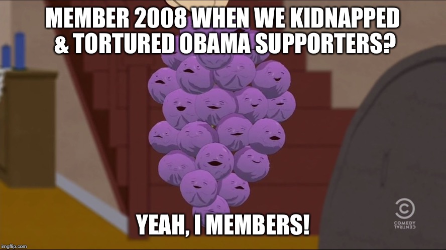 Not a hate crime! Probably workplace violence! | MEMBER 2008 WHEN WE KIDNAPPED & TORTURED OBAMA SUPPORTERS? YEAH, I MEMBERS! | image tagged in memes,member berries,kidnap,torture,terrorism | made w/ Imgflip meme maker