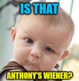 Skeptical Baby Meme | IS THAT ANTHONY'S WIENER? | image tagged in memes,skeptical baby | made w/ Imgflip meme maker