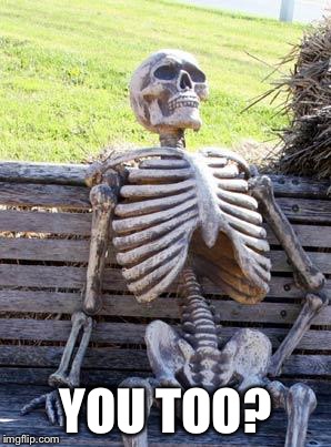 Waiting Skeleton Meme | YOU TOO? | image tagged in memes,waiting skeleton | made w/ Imgflip meme maker