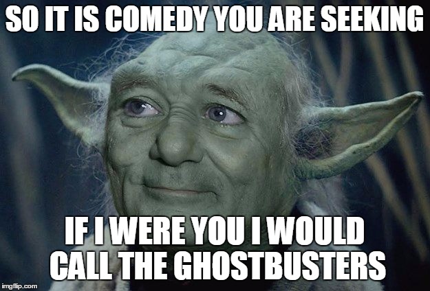Yoda Bill Murray | SO IT IS COMEDY YOU ARE SEEKING; IF I WERE YOU I WOULD CALL THE GHOSTBUSTERS | image tagged in yoda bill murray | made w/ Imgflip meme maker