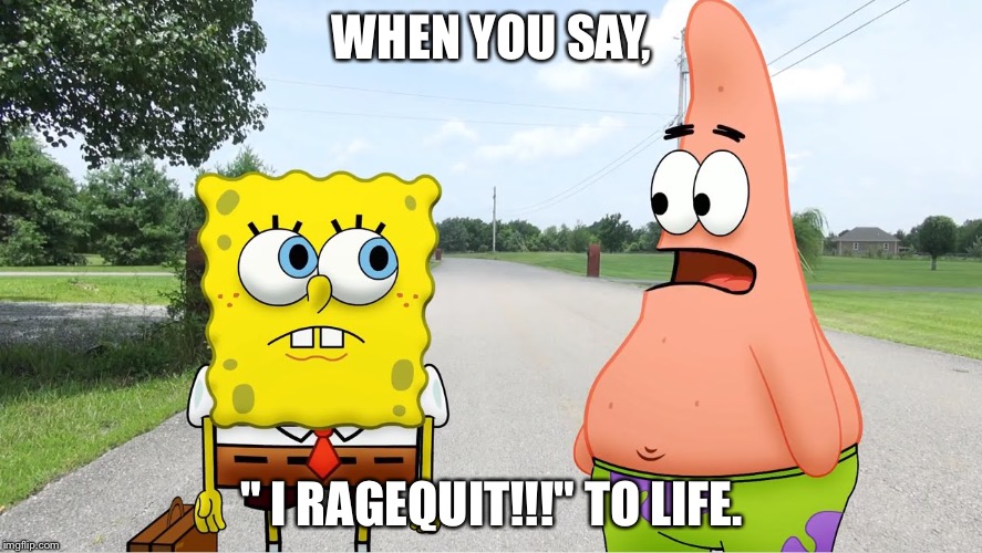 Akward Friends | WHEN YOU SAY, " I RAGEQUIT!!!" TO LIFE. | image tagged in akward friends | made w/ Imgflip meme maker