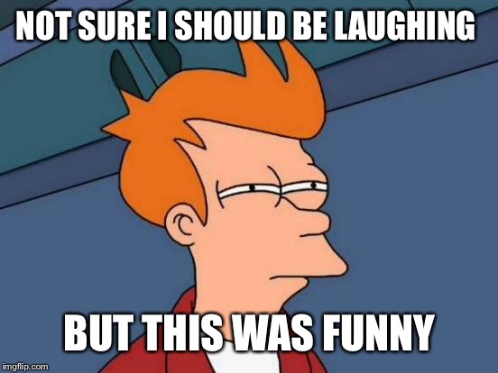 Futurama Fry Meme | NOT SURE I SHOULD BE LAUGHING BUT THIS WAS FUNNY | image tagged in memes,futurama fry | made w/ Imgflip meme maker