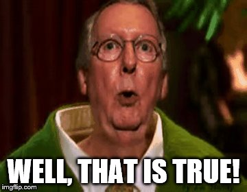 mcconnell turtle | WELL, THAT IS TRUE! | image tagged in political meme,politicians,politics | made w/ Imgflip meme maker