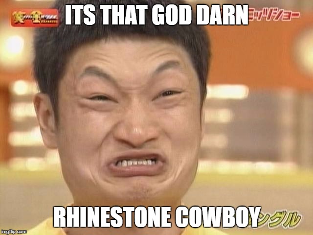 Confrusion | ITS THAT GOD DARN; RHINESTONE COWBOY | image tagged in confrusion | made w/ Imgflip meme maker