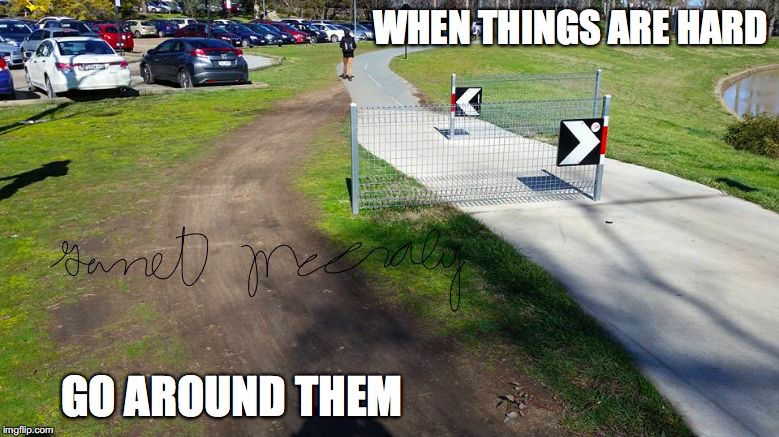 WHEN THINGS ARE HARD; GO AROUND THEM | image tagged in around the border | made w/ Imgflip meme maker